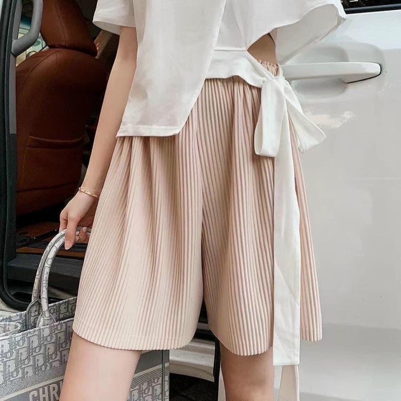 Quần đùi nữ ống rộng thun tăm chất đẹp, quần short nữ thun lạnh Minxinh | BigBuy360 - bigbuy360.vn