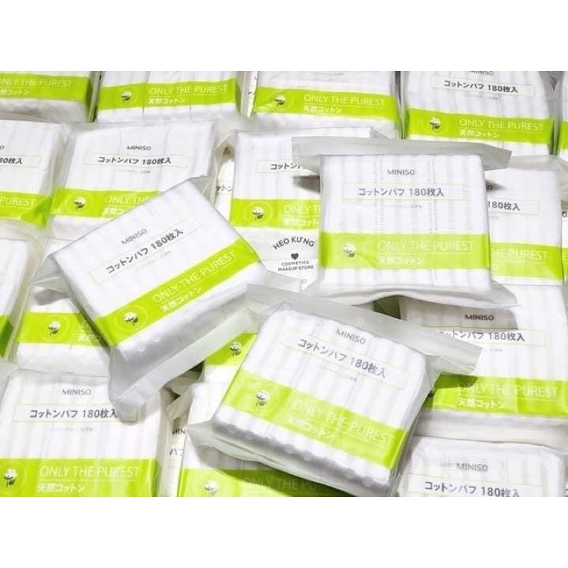 Bông Tẩy Trang Miniso Nhật Bản 180 Miếng | BigBuy360 - bigbuy360.vn