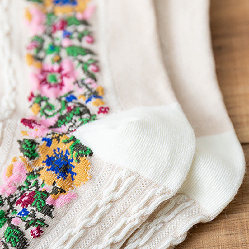 Đôi vớ cotton kiểu dáng dân tộc cổ điển cho nữ