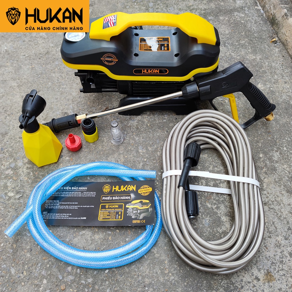 Máy rửa xe gia đình Hukan công suất 2400W, motor dây đồng bảo hành 12 tháng