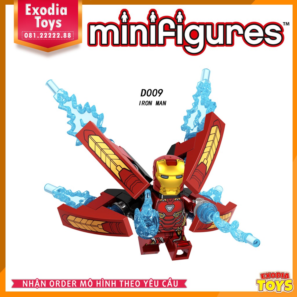 Xếp hình minifigure siêu anh hùng Người Sắt : Iron Man MK50 Full Giáp + Hiệu Ứng - Đồ Chơi Lắp Ghép Sáng Tạo - D009