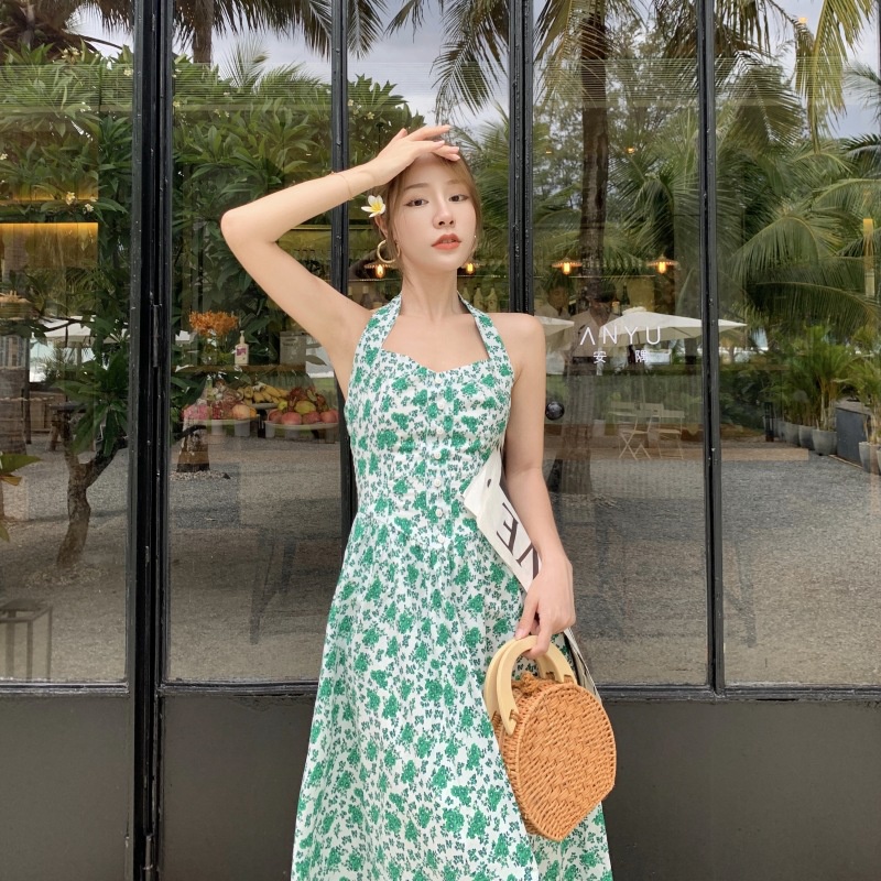 Đầm dài IELGY lưng cao họa tiết hoa thời trang cho nữ