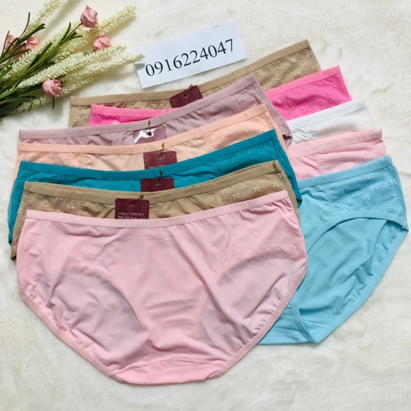 Set 5 Quần lót nữ Thịnh Phát size trung, quần chíp nữ thun lạnh phối ren cao cấp