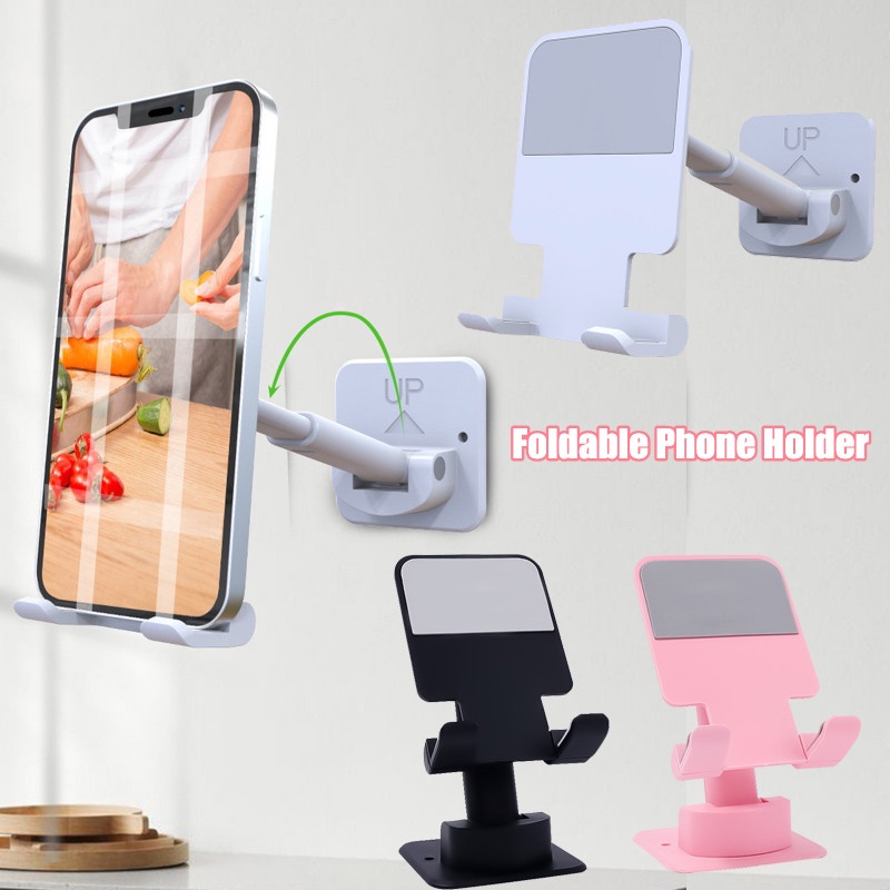Giá Đỡ Điện Thoại Di Động Gắn Tường Có Thể Gập Lại Điều Chỉnh Được Cho Phòng Tắm / Nhà Bếp / Phát Sóng Trực Tiếp