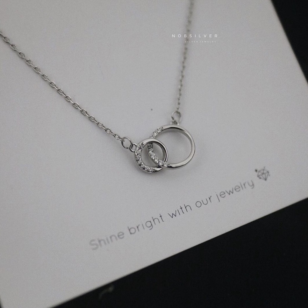 dây chuyền bạc đính đá đan vào nhau - Trang sức bạc Nobsilver