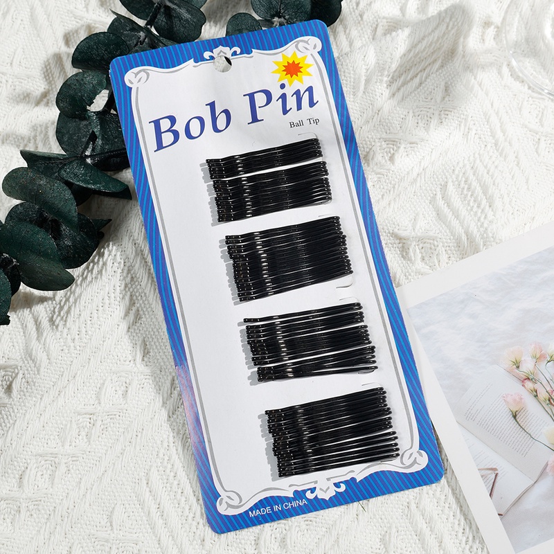 Set 60 Kẹp Tóc Mái Một Bên Vô Hình Bằng Kim Loại Màu Đen Vô Hình Cho Nữ