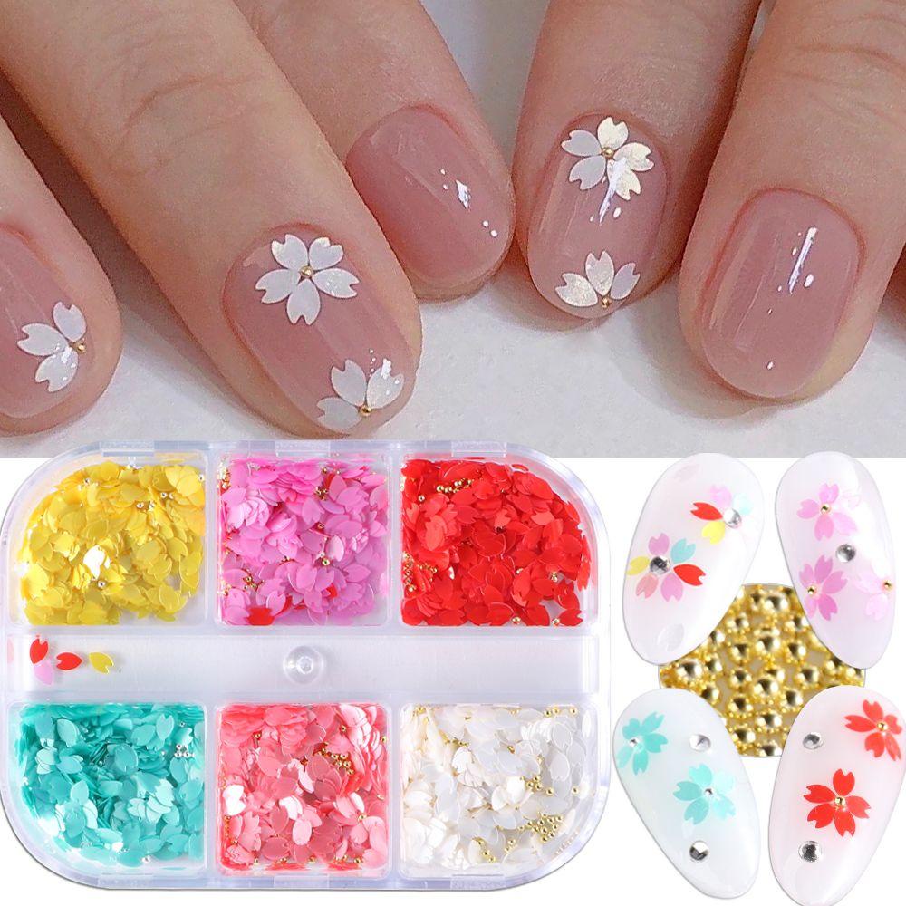 EUTUS 6 Grids Nail Accessories Nails Decorations DIY Cherry Blossom Slices Resin|Ball New Manicure Acrylic Charms