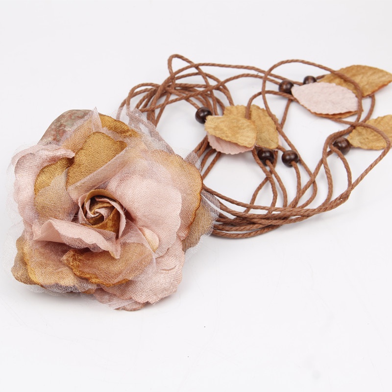 Đai váy hoa hồng lụa, dây lưng nữ hoa hồng vải