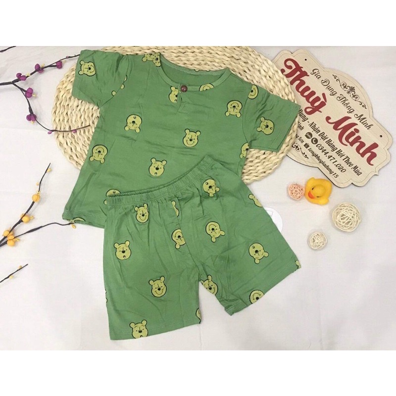 Bộ cộc hình gấu chất thun lạnh cho bé trai và bé gái