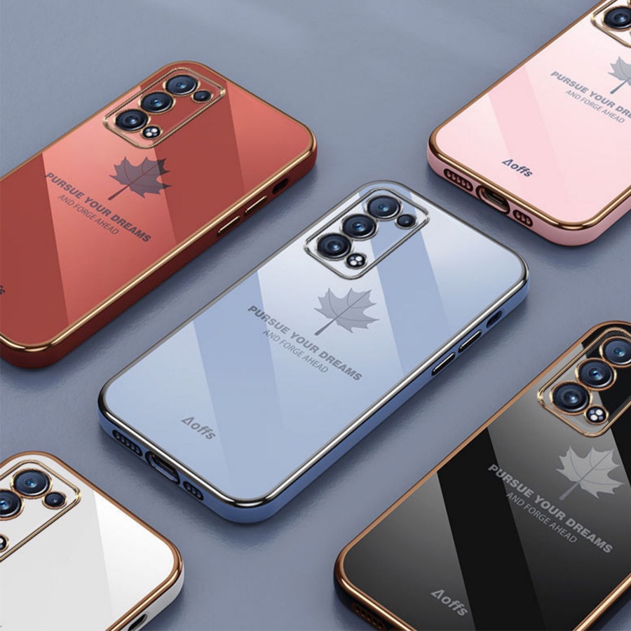 Ốp Điện Thoại Mềm Họa Tiết Lá Phong Mạ Viền Cho OPPO A17 A16 A9 2020 A5 2020 A15 A15S A52 A92 A5 A3S A7 A5S A12