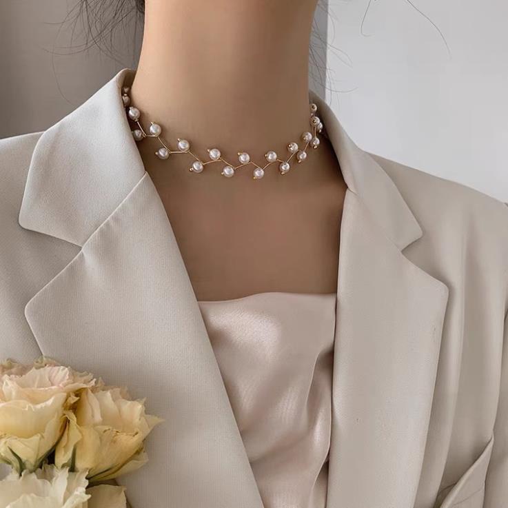 Vòng cổ ngọc trai nữ, choker ngọc trai thời trang phong cách vintage - Happy Life 4U