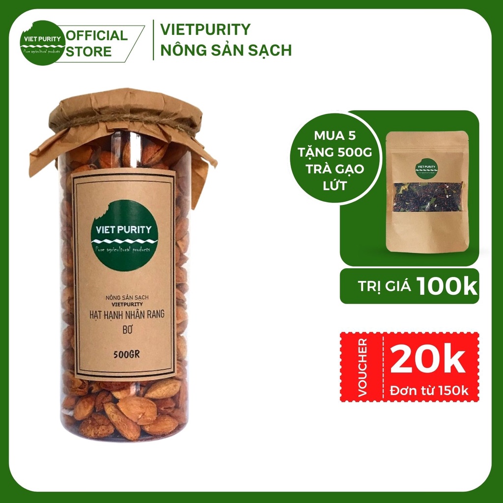 Hạt hạnh nhân rang bơ 500g vietpurity vỏ mỏng - ảnh sản phẩm 1