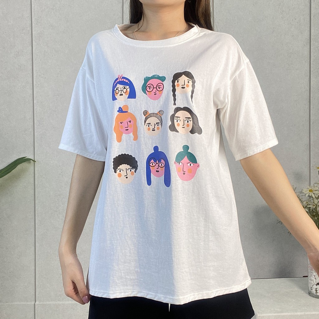 Áo thun nữ cổ tròn in nhiều hình