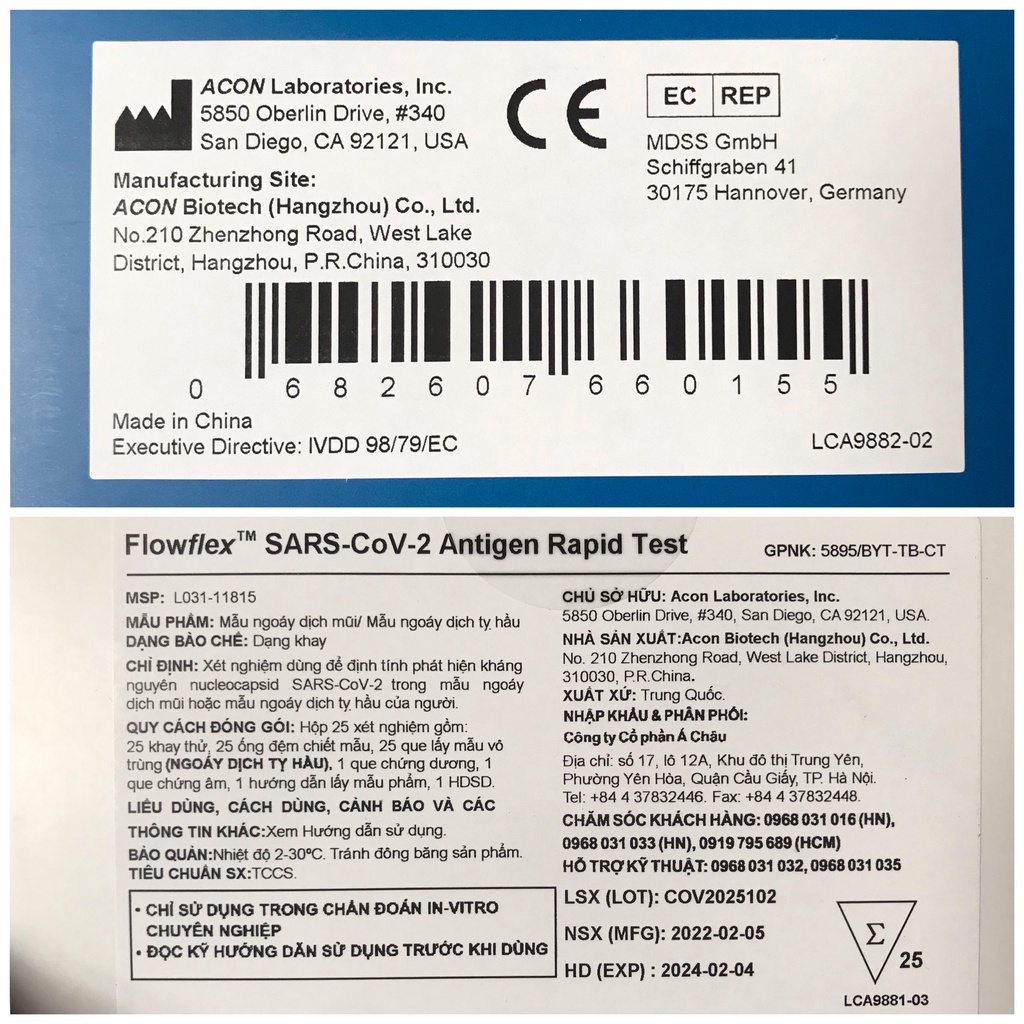 &lt;BYT cấp phép&gt; Test nhanh,kit test nhanh Covid Flowflex Sars-CoV-2 Antigen Rapid Test