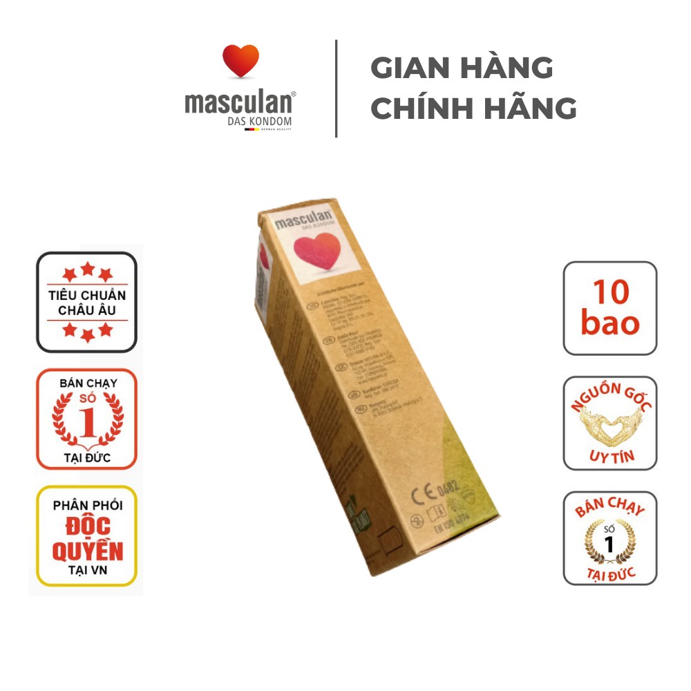 Bao Cao Su Masculan Organic - Hữu Cơ - Siêu Mỏng - An Toàn -  Mang Lại Cảm Giác Chân Thật - Hộp 10 Bao