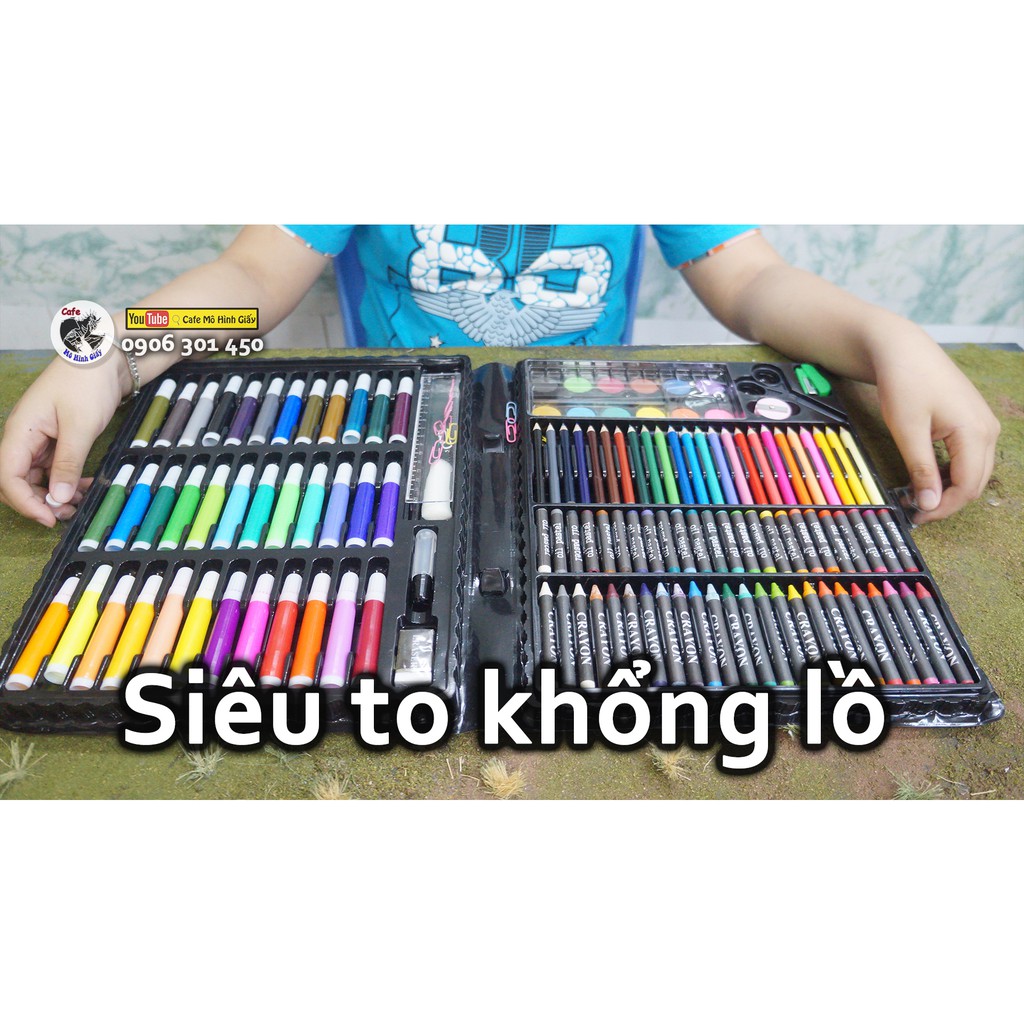 Bộ bút màu siêu to khổng lồ 150 chi tiết. Bao gồm: bút lông màu, bút sáp, bút chì, màu nước, tẩy, chuốt