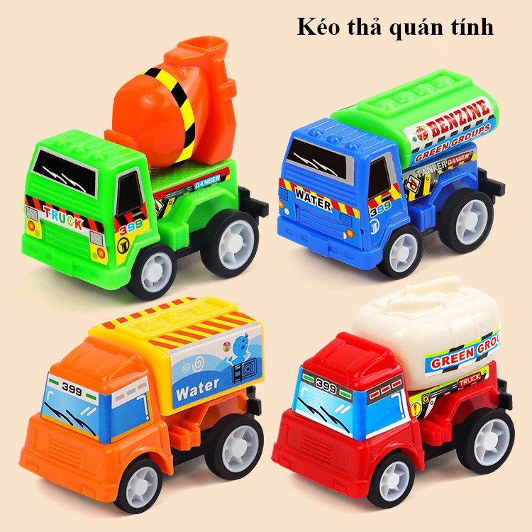 Xe ô tô đồ chơi mô hình xe bồn kéo thả quán tính bền đẹp chất liệu nhựa an toàn cho bé XMH01