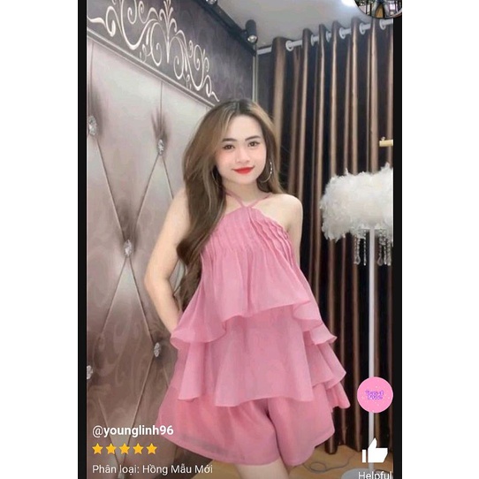 Sét áo yếm voan quần ống rộng dập ly