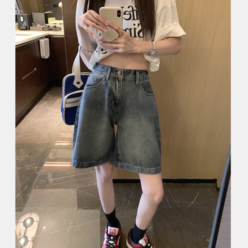 Quần Short Denim Dáng Rộng Thời Trang Mùa Hè Cá Tính Cho Nữ