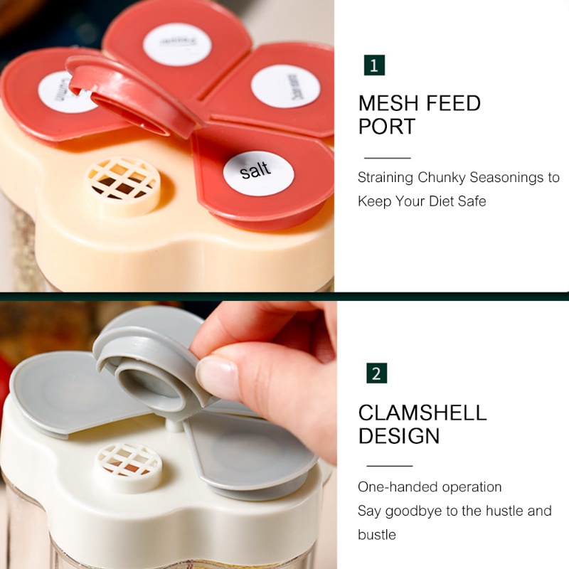 Hộp Đựng Gia Vị Trong Suốt Có Nắp Đậy Chống Ẩm Đa Năng 5 Trong 1