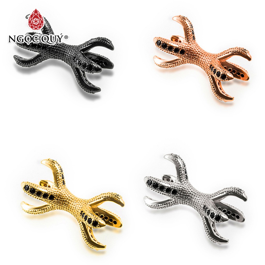 Charm si đính đá xỏ hạt 2 đầu - NQ Jewelry