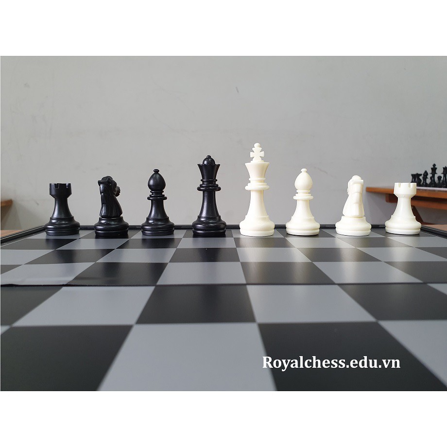 Bộ cờ vua nam châm đen trắng - Size L ROYALCHESS