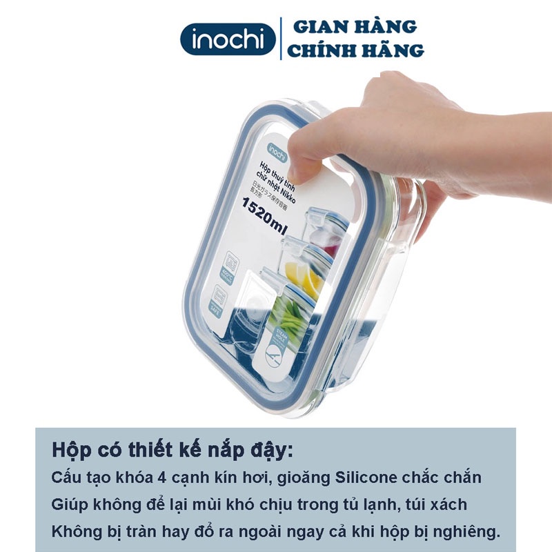 Hộp Thực PhẩmThủy Tinh - Hộp Cơm Văn Phòng INOCHI Chia Ngăn Chịu Nhiệt