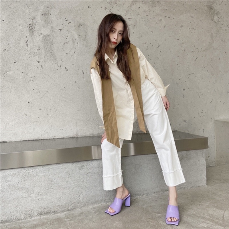 SANDALS CAO GÓT MŨI VUÔNG HỞ NGÓN 9p /MANG LÙI SIZE, PHONG CÁCH HÀN QUỐC