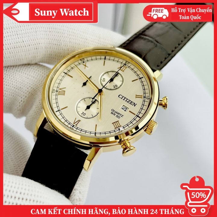 ✨Đồng Hồ CITIZEN AN3610 Có Thiết Kế Cổ Điển Kết Hợp Với Hiện Đại, Dây Nâu Mặt Xám Thời Trang