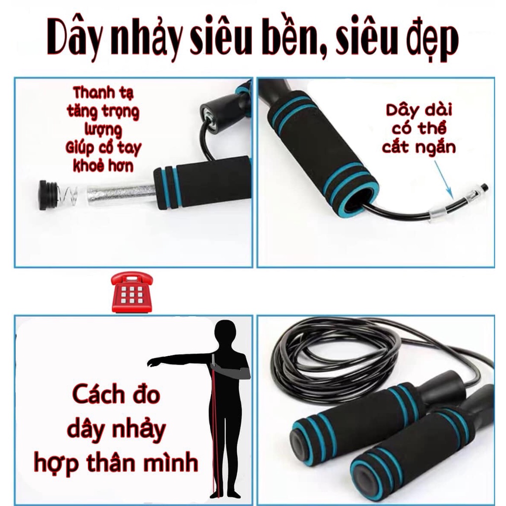 Dây Nhảy  tập thể dục tại nhà rất thuận tiện nâng cao sức khỏe giảm cân dây nhập khẩu mả DN02 dài 3M có thể tăng giảm