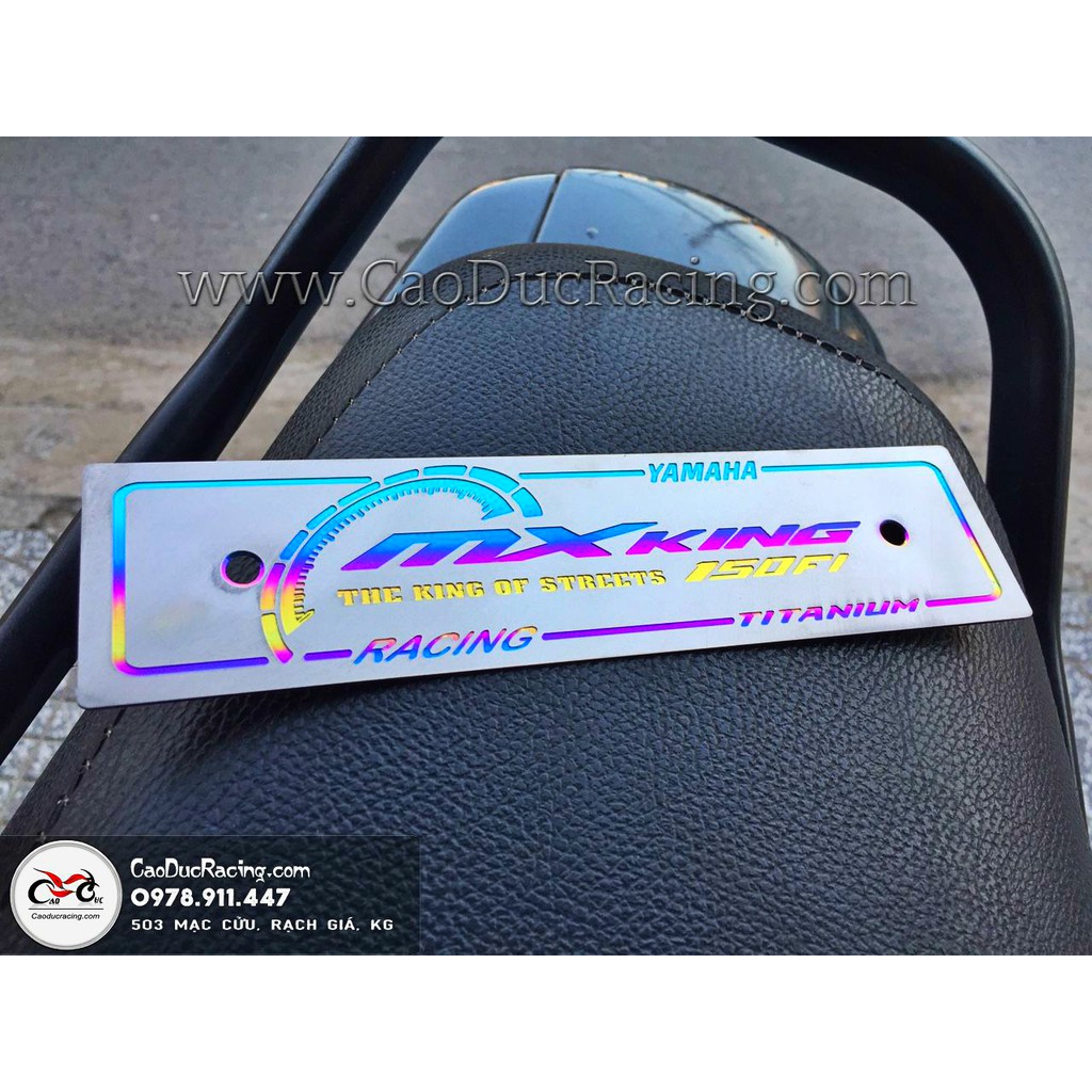 Bảng tên Mxking 150 Tittanium - bảng số trước titanium chữ MX KING 150 - điện phân 7 sắc