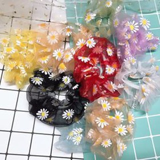 Cột Tóc Scrunchies Hoa Cúc Thêu HOT 2020