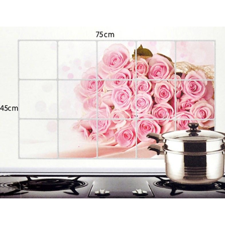 Giấy decal dán bếp chống dầu mỡ tráng nhôm cách nhiệt 45*75 cm