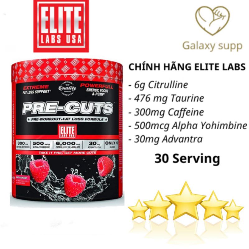 Pre Cut Elitelabs USA - Pre-workout Tăng Sức Mạnh Giảm Mỡ Cực Đỉnh 30 Servings