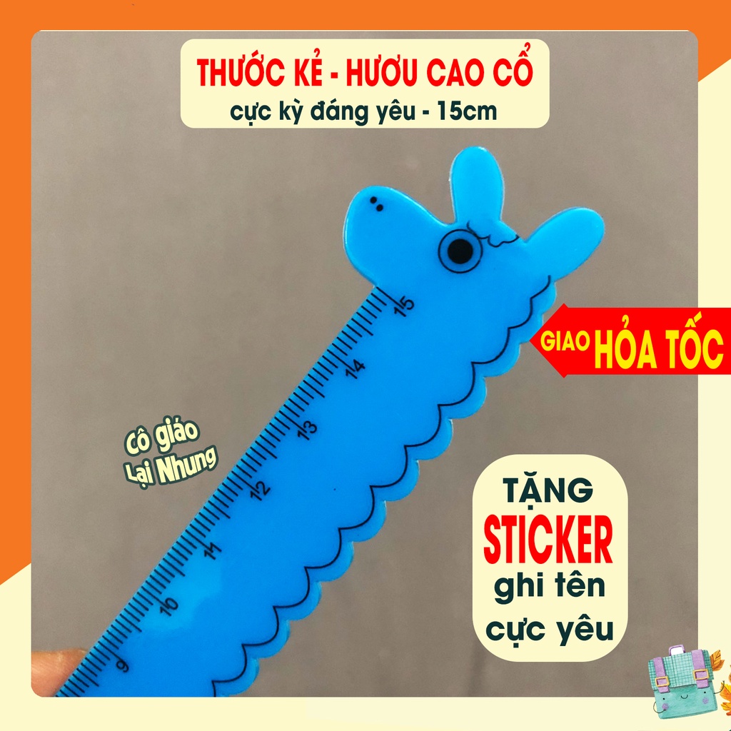 [Tặng sticker] Thước kẻ hươu cao cổ, voi cực kỳ dễ thương 15cm