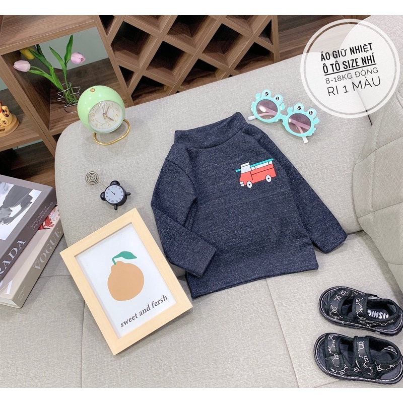 Áo giữ nhiệt 3p in hình ô tô ngộ nghĩnh cho bé trai, chất len tăm Thu Đông 2022