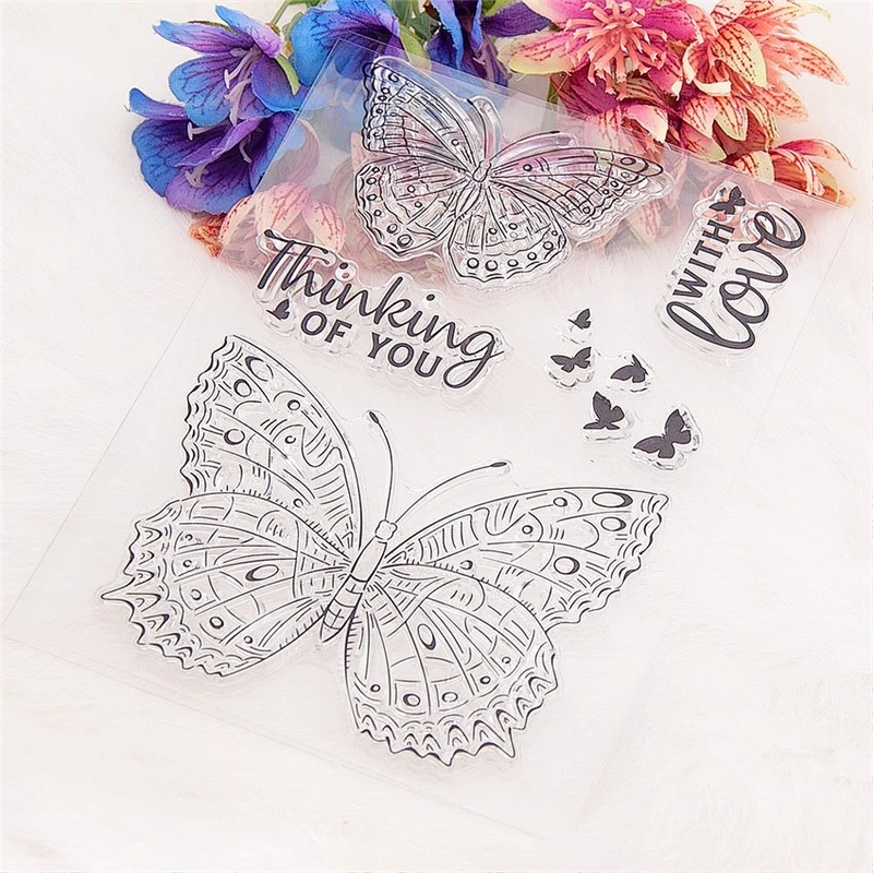 DIY Transparent Stamp/ Plastic Clear Scrapbooking/ Handmade Butterfly Seal/ Photo Album Decorative