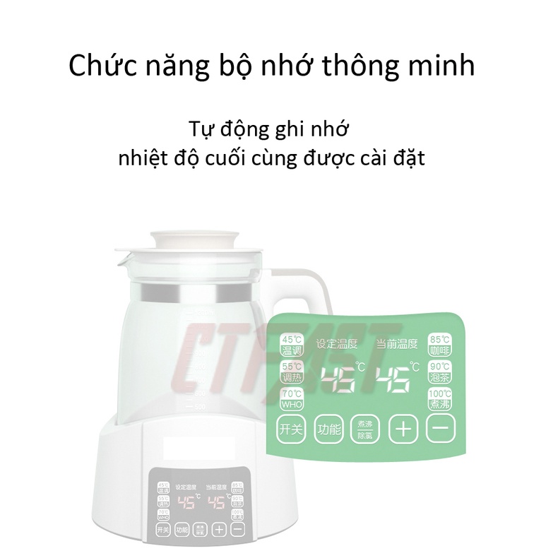 Máy hâm nước pha sữa, pha trà, pha cafe CTFAST - Miusuta (1200ml): Đun nước siêu tốc, tùy chỉnh và giữ nhiệt độ