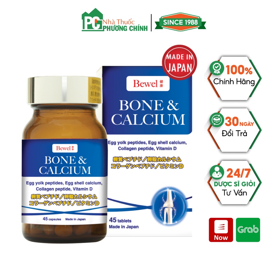 Viên Uống Xương Khớp Bewel Bone &amp; Calcium Giúp Chắc Khỏe &amp; Ngăn Ngừa Loãng Xương (Hộp 45 Viên)