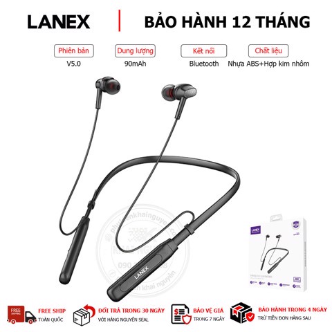 Tai nghe bluetooth LANEX LEP-W17 5.0 chính hãng bản Quốc tế không dây cảm ứng 2 bên, âm thanh vòm 12D Hifi Stereo