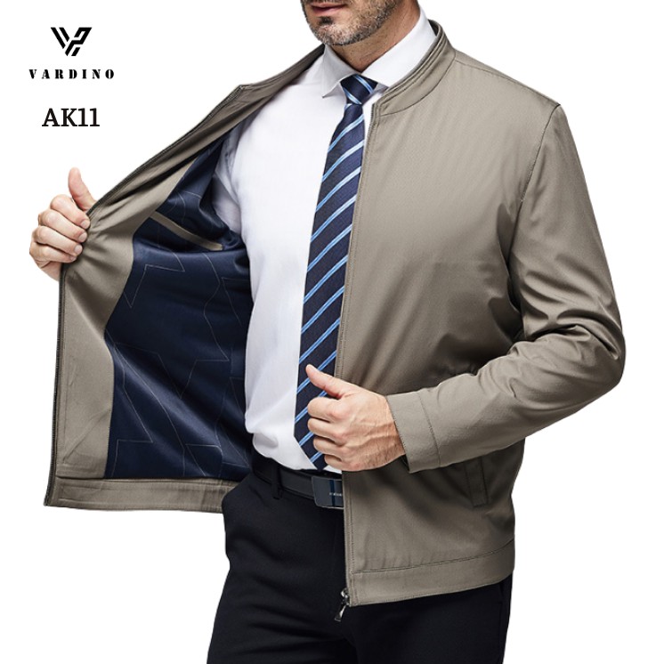 Áo khoác nam chính hãng VARDINO cổ đứng dựng tàu vạt bằng dáng ôm xuông suông vừa màu xanh than trung niên cao cấp ak10 | BigBuy360 - bigbuy360.vn