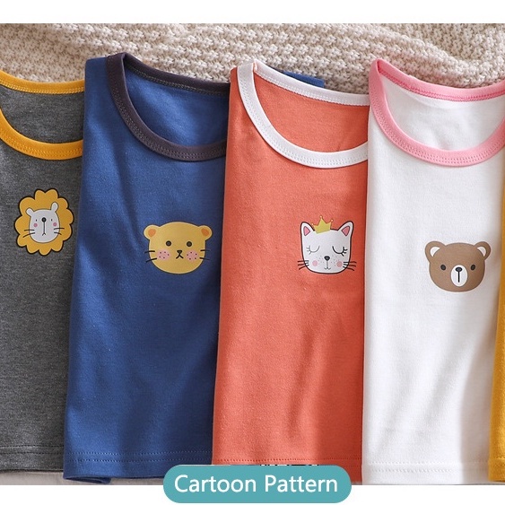 [THOMAS KIDS] Áo Thun Tay Dài 100% Cotton In Họa Tiết Hoạt Hình Động Vật Dễ Thương Thời Trang Cho Bé Gái 1-6 Tuổi