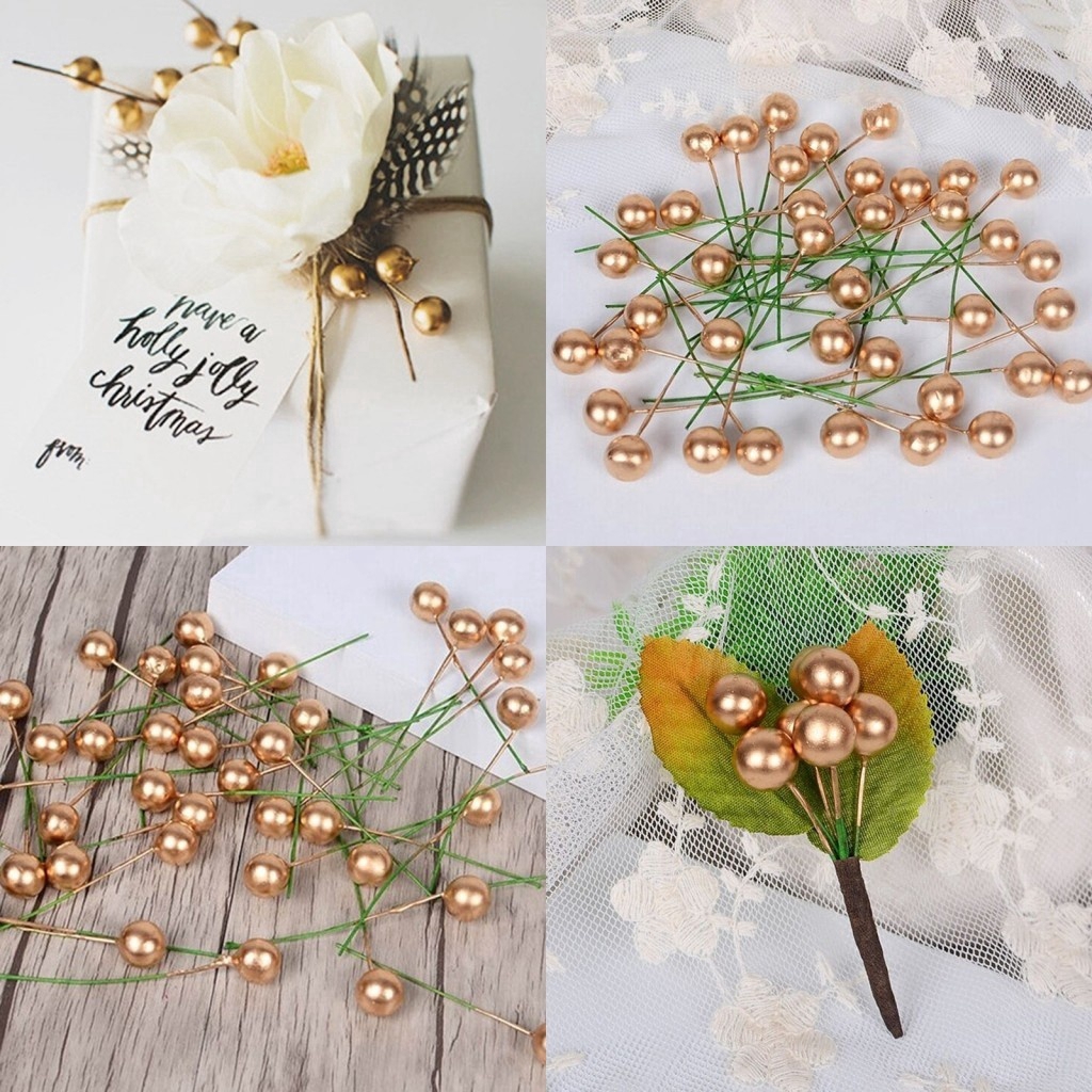 100 quả mọng đỏ nhân tạo dùng trong trang trí giáng sinh