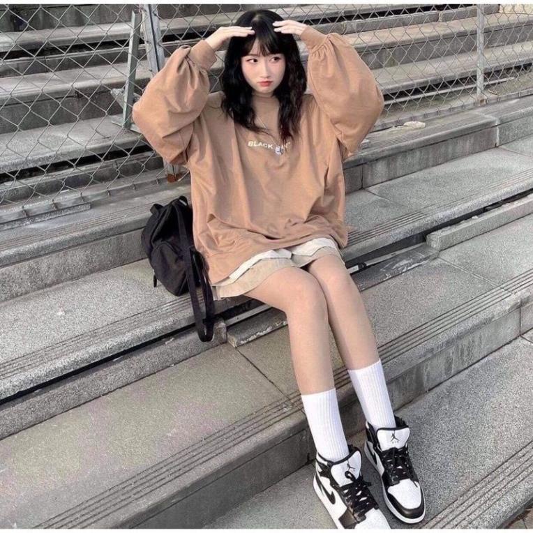 ÁO Nỉ From Rộng Black Air Nữ 🏵[FREESHIP] Sweater tay bồng in hình oversize màu lạ cá tính KDS55 | BigBuy360 - bigbuy360.vn