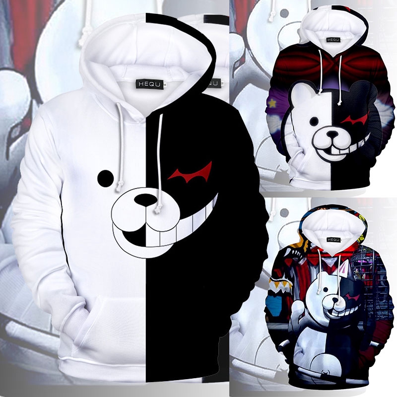 Áo hoodie tay dài in hình Monokuma Anime 3D