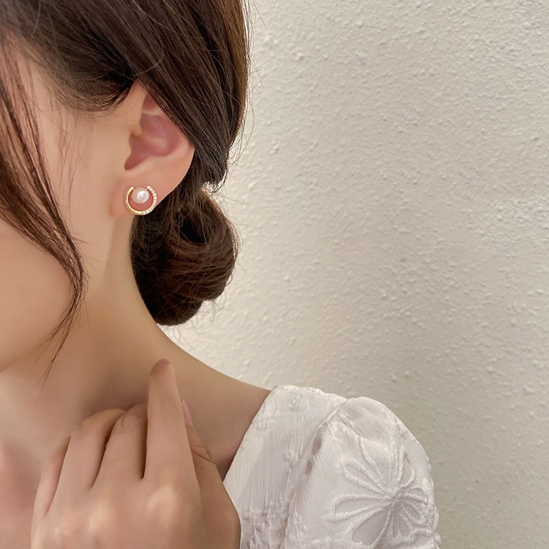 Thời trang tinh tế Kẹp tai ngọc trai phong cách Hàn Quốc Kẹp tai silicon không đau