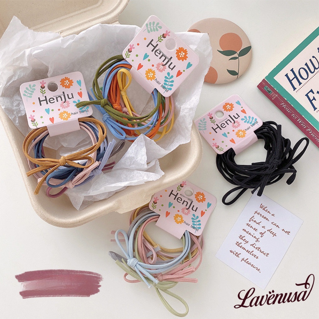 Dây buộc tóc cao cấp co giãn đáng yêu kiểu Hàn Quốc set 6 cái LAVENUSA CT12