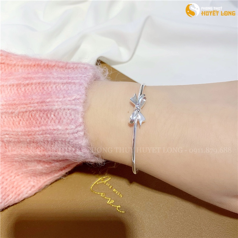 Lắc Tay Nữ Bạc s925 Mẫu Hình Nơ LBN003, Vòng Tay Bạc Nữ Hàn Quốc Có Thể Thay Đổi Kích Cỡ Sang Trọng, Thời Trang