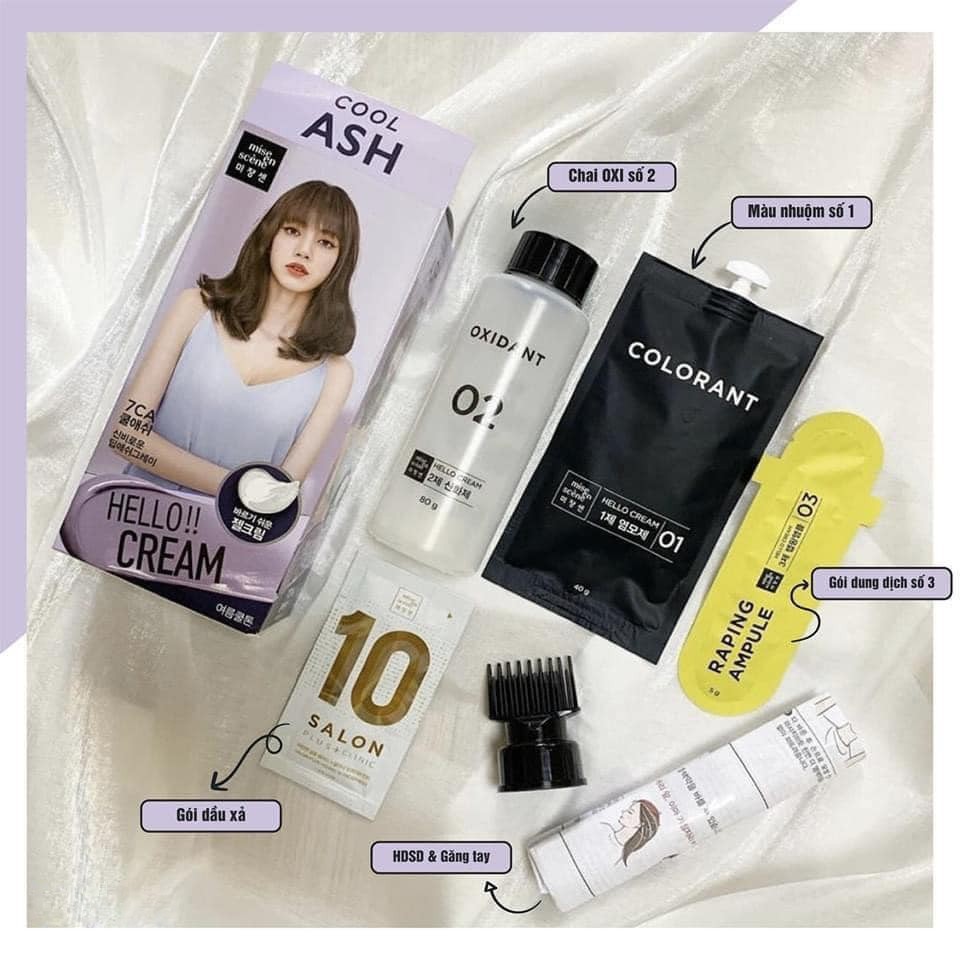 Thuốc Nhuộm Tóc Hello Cream Mise En Scene Blackpink 125g-Màu nâu xám khói