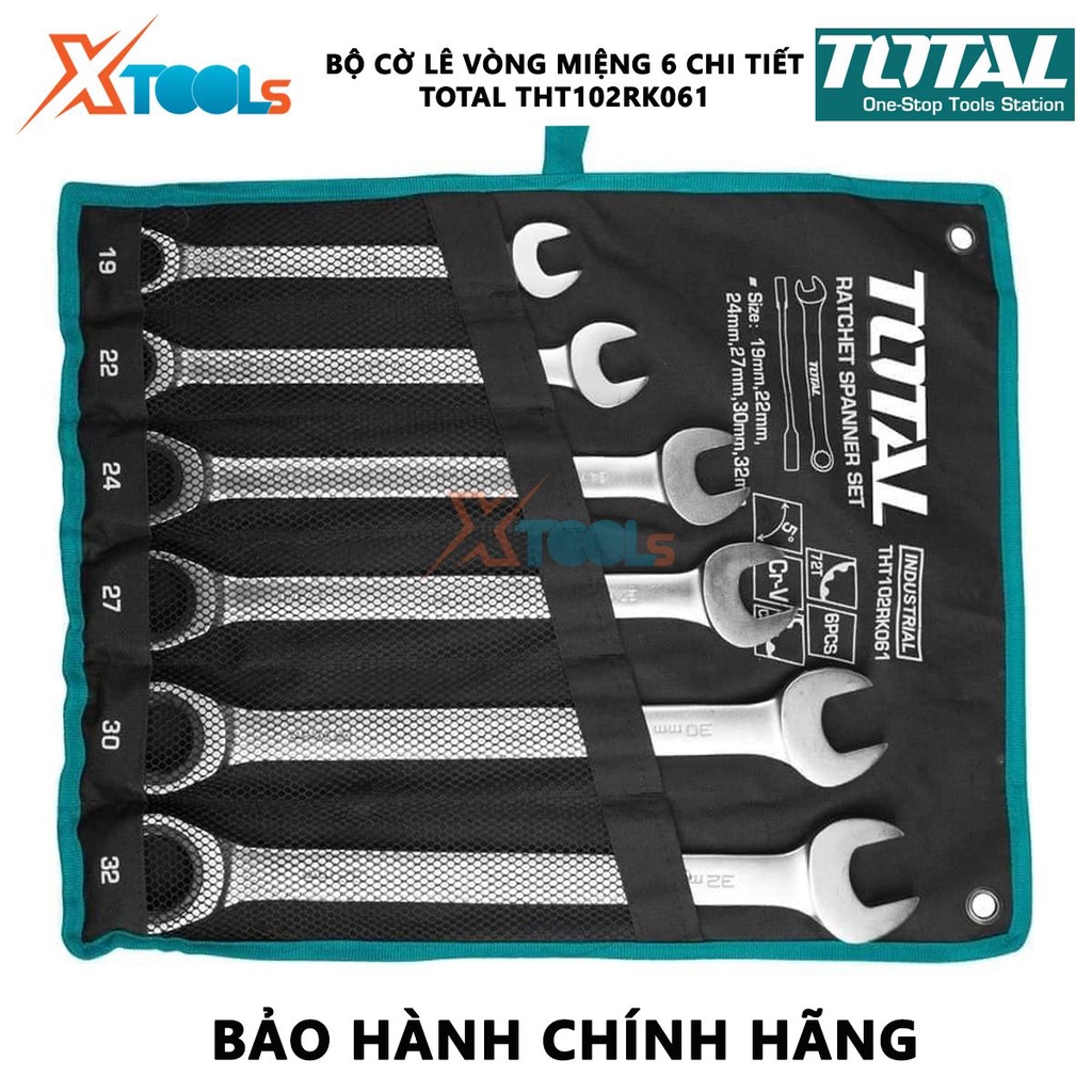 Bộ cờ lê vòng miệng 6 chi tiết TOTAL THT102RK061 | bộ cờ lê miệng vòng 2 chiều kích thước 19-32mm [CHÍNH HÃNG] [XTOOLs]